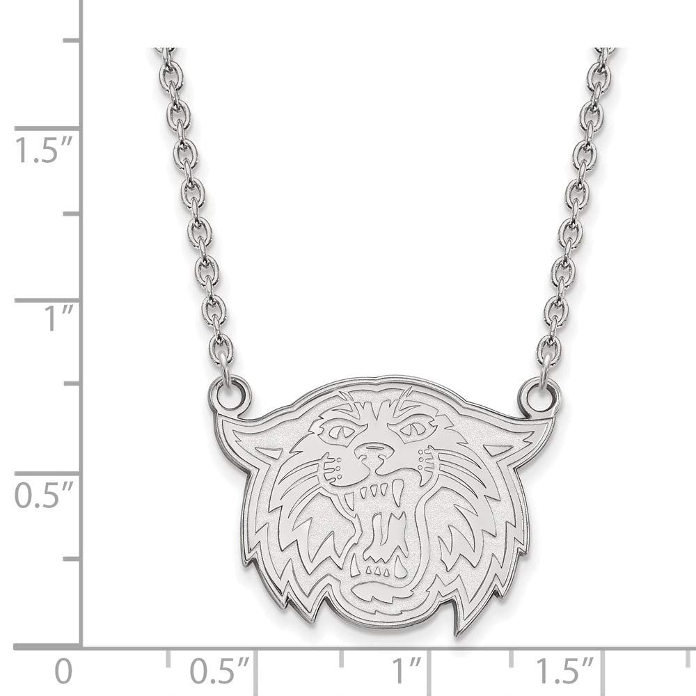 Sterling Silver Rhodium-plated LogoArt Villanova University Wildcat Large Pendant 18 inch Necklace QSS0038VIL-18