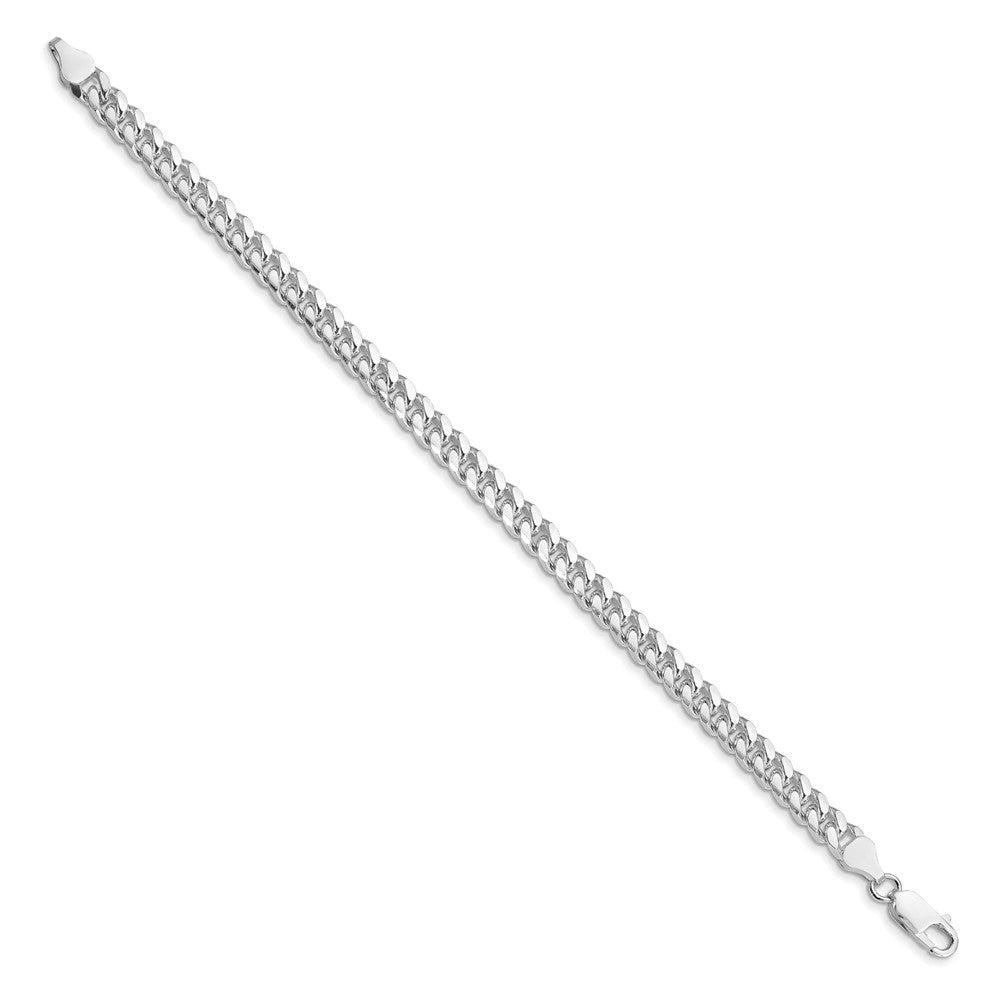 Sterling Silver Rhodium-plated 6mm Domed w/ Side D/C Curb Chain 7 inches