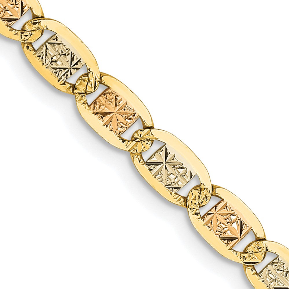 14K 18 inch 3.8mm Tri-color Pav‚ Valentino with Lobster Clasp Chain