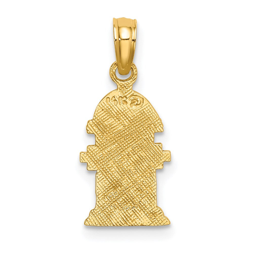 14K Polished Engraved Fire Hydrant Charm
