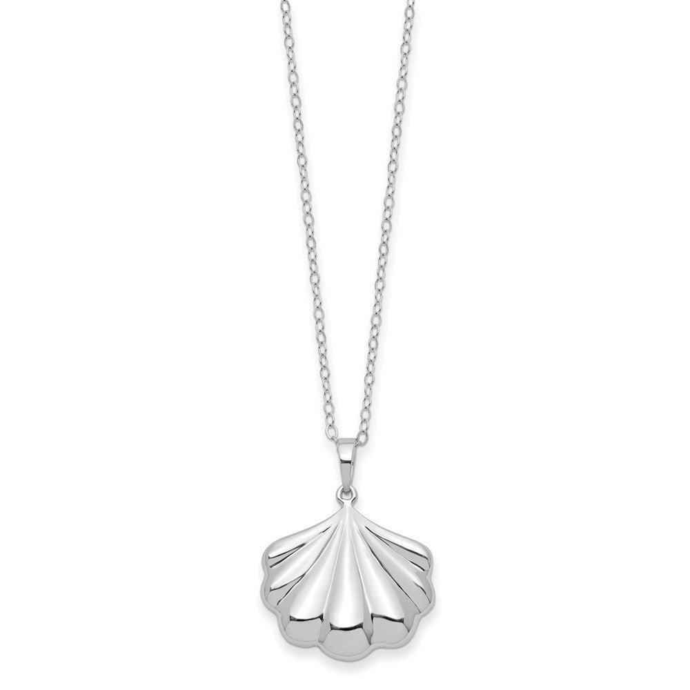 Sentimental Expressions Sterling Silver Rhodium-plated Shell Ash Holder 18 Inch Necklace 18 Inches
