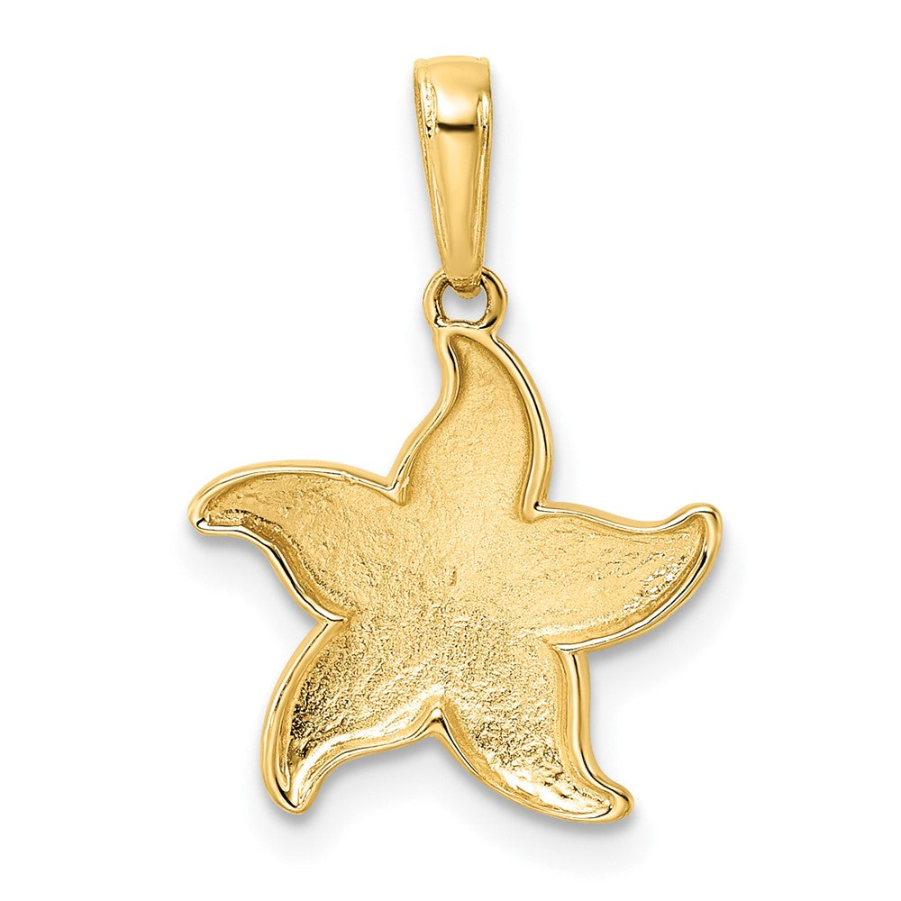 14k and White Rhodium Diamond-cut Starfish Pendant