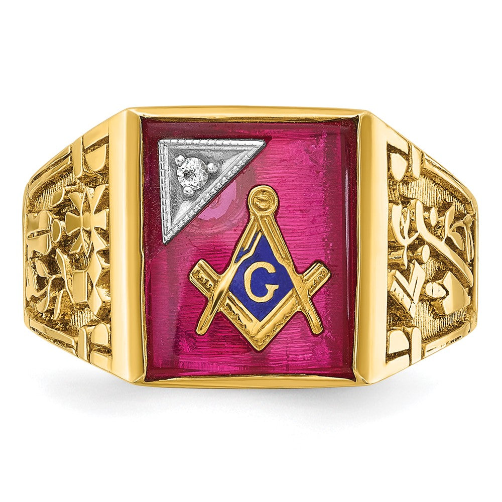 IBGoodman 14k Two-tone Men's Polished and Textured Blue Lodge Master Masonic Ring Mounting