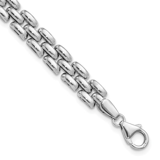 Sterling Silver Rhodium-plated Polished Fancy Link Bracelet 7.5  inches