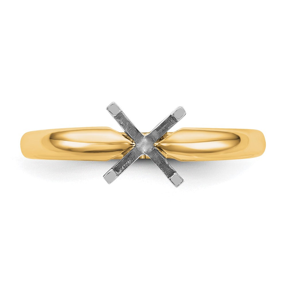 14k Two-Tone 3/4 carat Medium-Weight Comfort-Fit 4-Prong Round Solitaire Ring Mounting