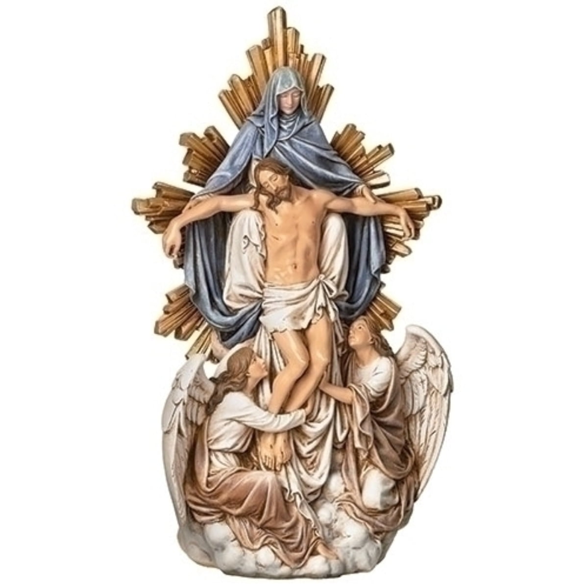 Roman Angel with Christ Figurine, 13.25-inch Height