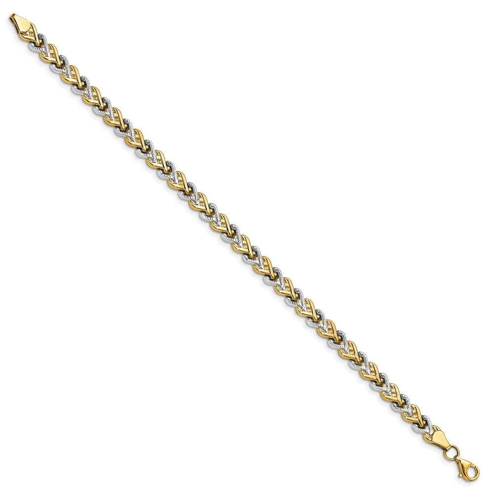10K Rhodium-plated Polished D/C Bracelet 7.5  inches