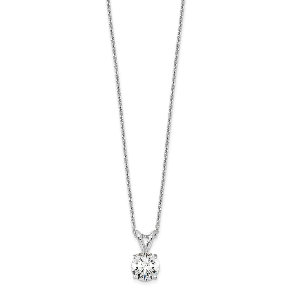 14k White Gold 3/4 carat Lab Grown Diamond VS/SI+ G+ Round Complete Four Prong 18 inch Solitaire Pendant Necklace