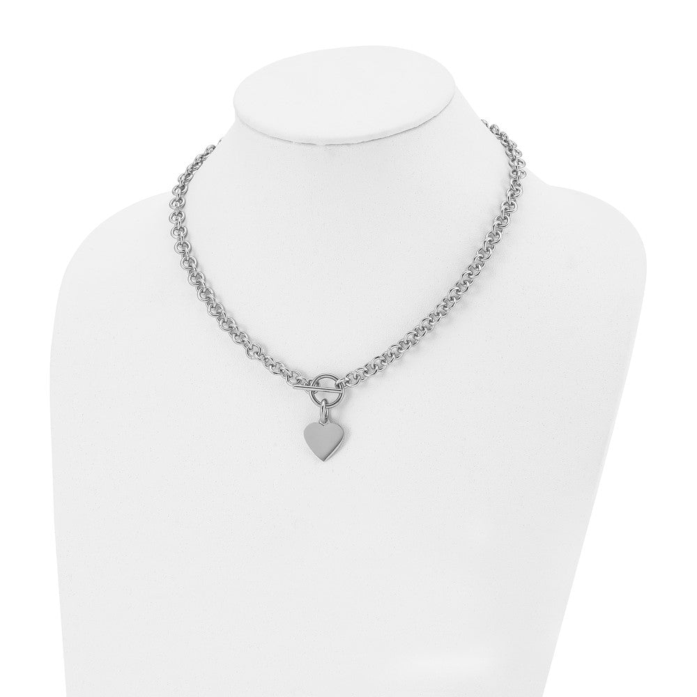 Stainless Steel Polished Heart Toggle 18in Necklace