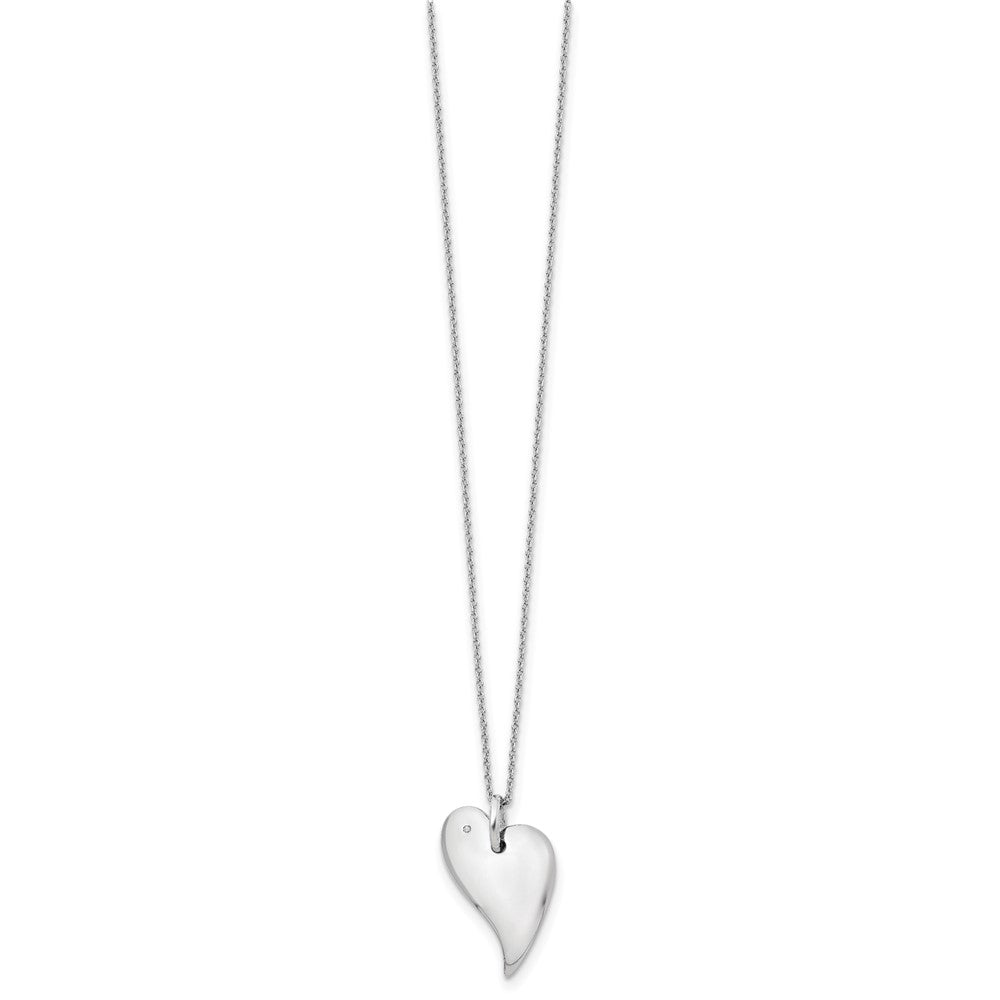 White Ice Sterling Silver Rhodium-plated 18 Inch Diamond Heart Necklace with 2 Inch Extender 18 Inches