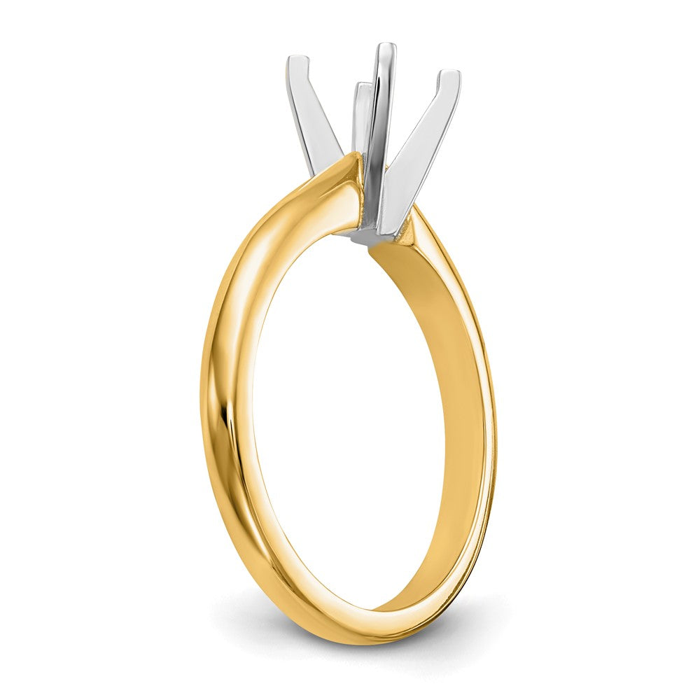 14k Two-Tone 1 carat Medium-Weight Knife Edge/Half-Round 4-Prong Round Solitaire Ring Mounting