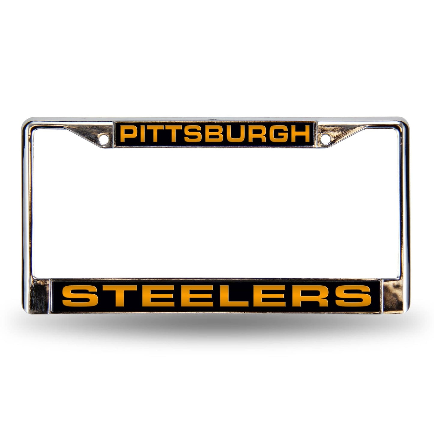 NFL Pittsburgh Steelers Black Bkg Laser Chrome Acrylic License Plate Frame QGC7095