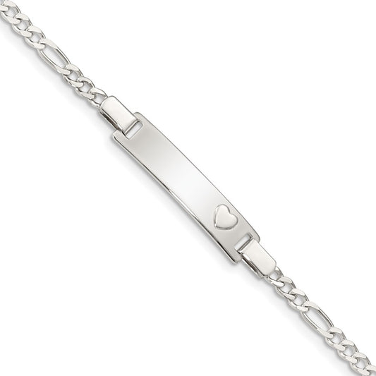 Sterling Silver Baby ID with Heart Bracelet 5.5 inches