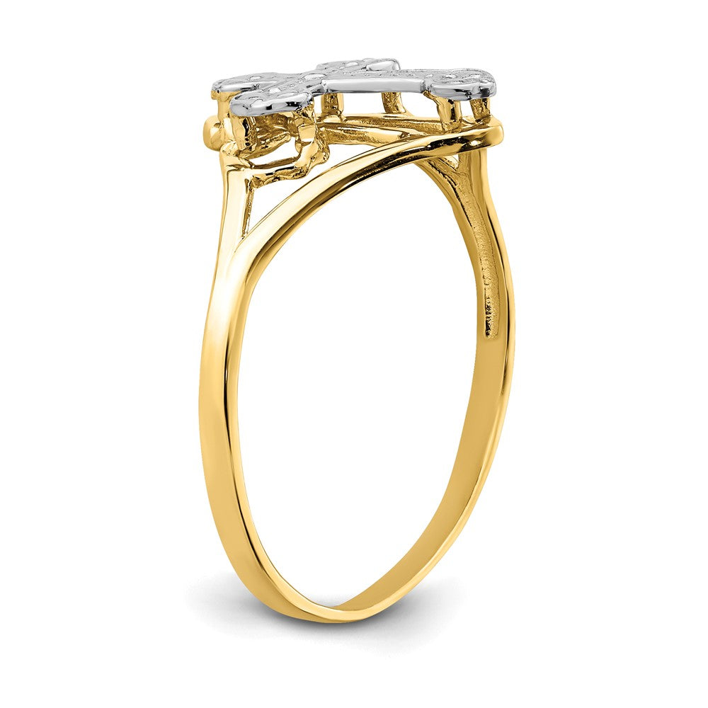 14k w/Rhodium Cross Ring Size 7