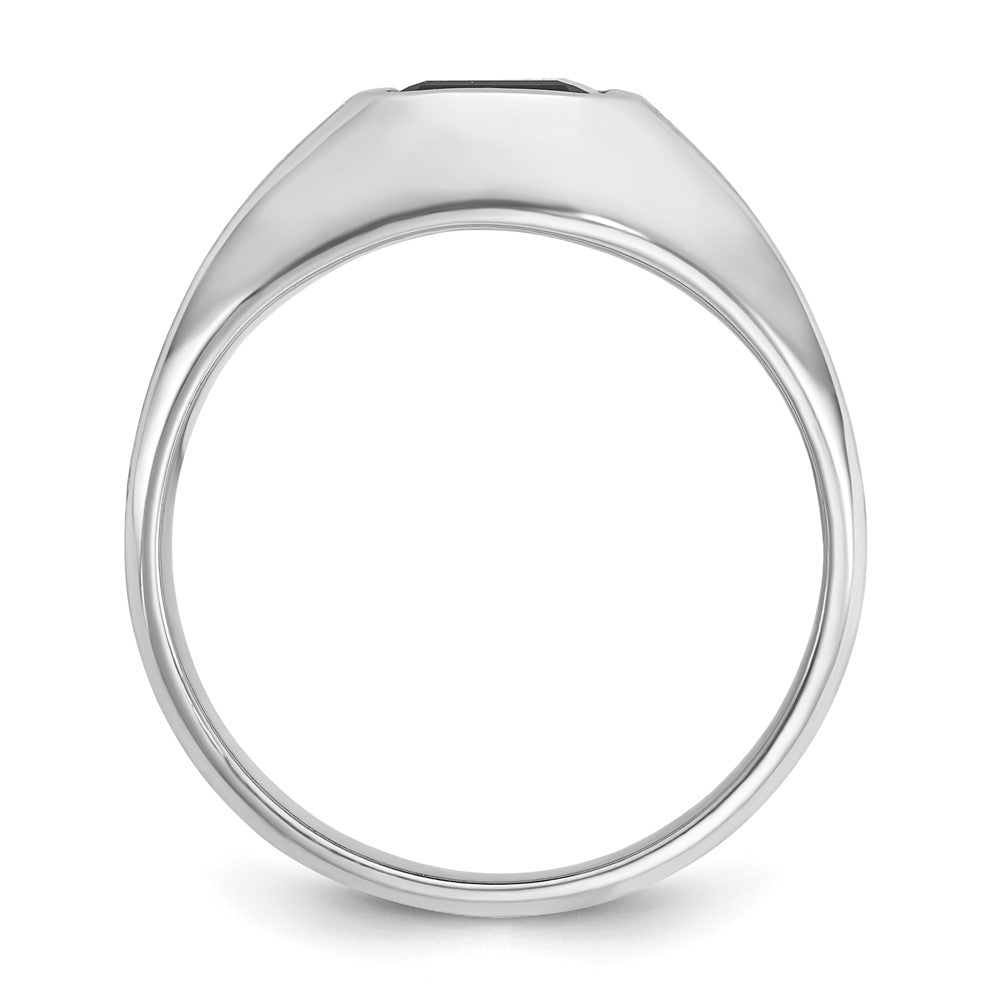 IBGoodman 14k White Gold Men's Polished and Satin Onyx and 1/8 Carat AA Quality Diamond Ring