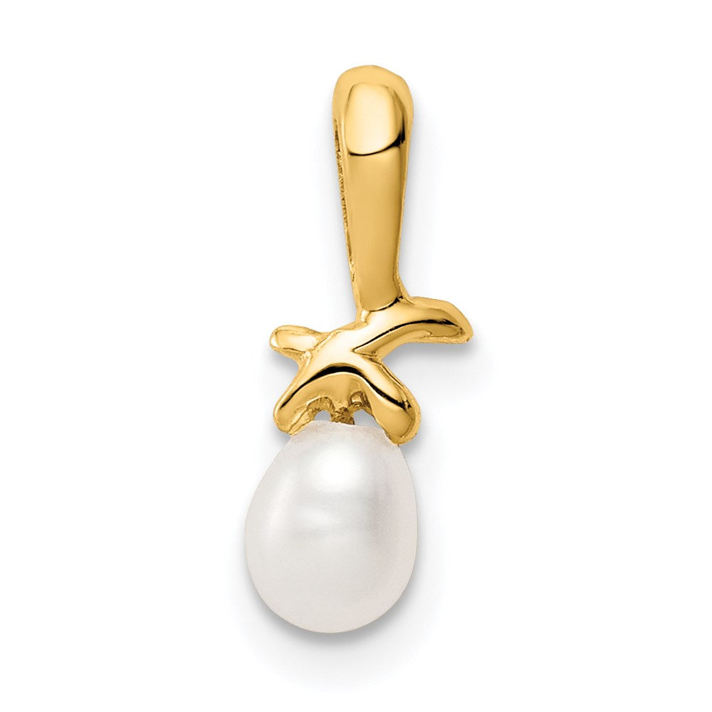 14k Madi K 4-5mm White Rice Freshwater Cultured Pearl Pendant