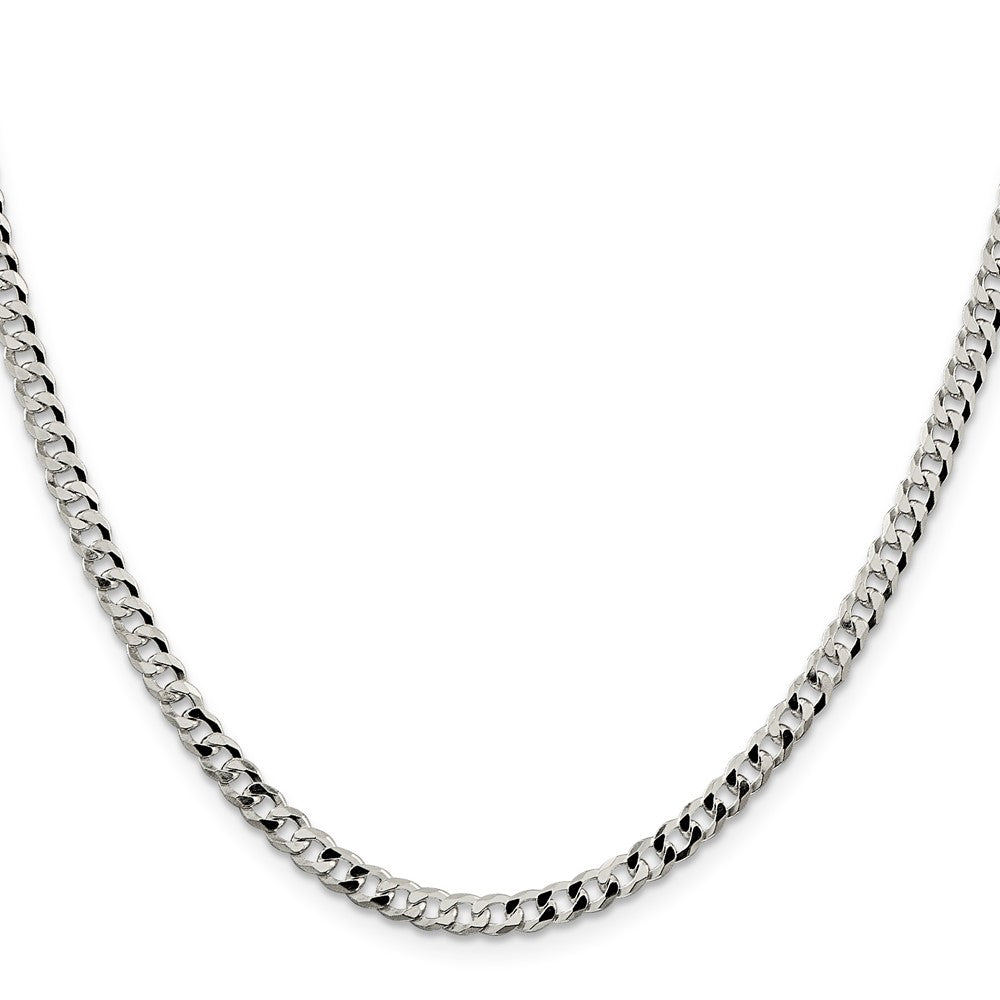 Sterling Silver 4mm Beveled Curb Chain 18 Inches