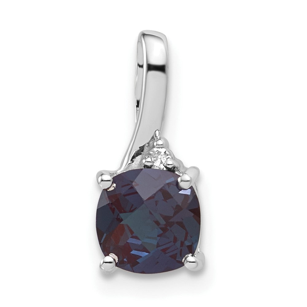 10kw Created Alexandrite and Diamond Pendant