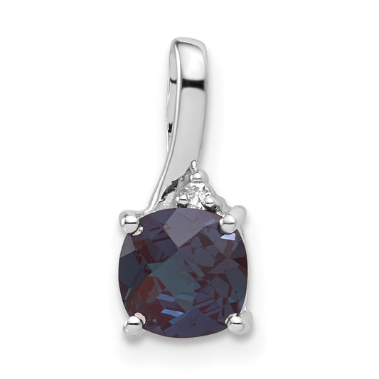 10kw Created Alexandrite and Diamond Pendant