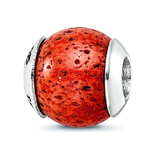 Sterling Silver Reflections Coral Stone Bead