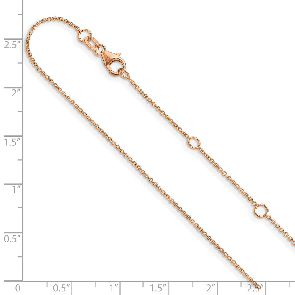 14k Rose Gold 1.25mm Round Cable 1in+1in Adjustable Chain