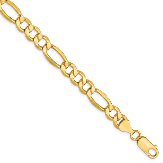 10K 7.3mm Semi-Solid Figaro Chain 8  inches