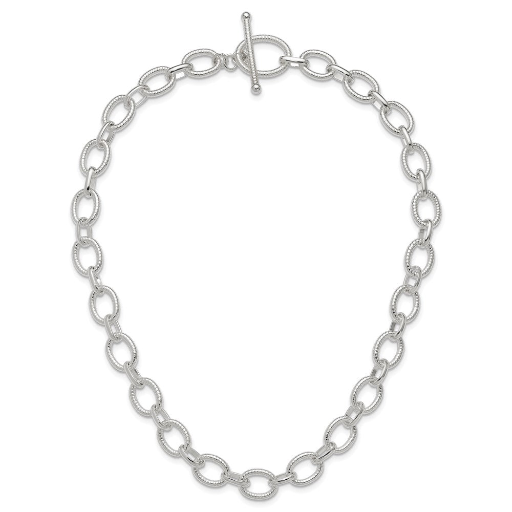 Sterling Silver Polished Fancy Link Necklace 18 Inches