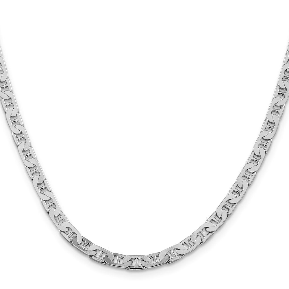 Sterling Silver Rhodium-plated 4.5mm Flat Anchor Chain 18 Inches