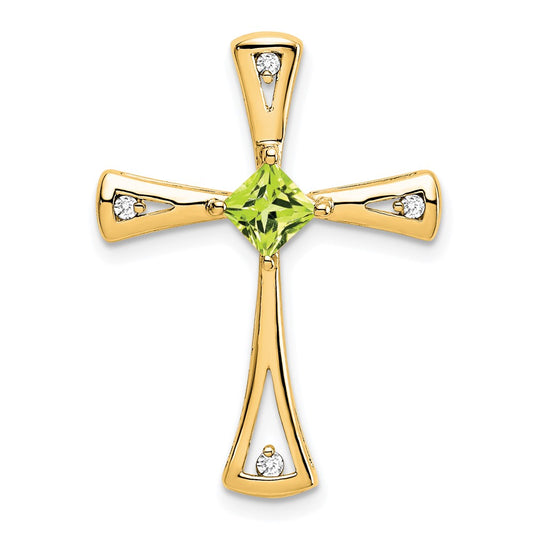 14k Peridot and Diamond Cross Chain Slide