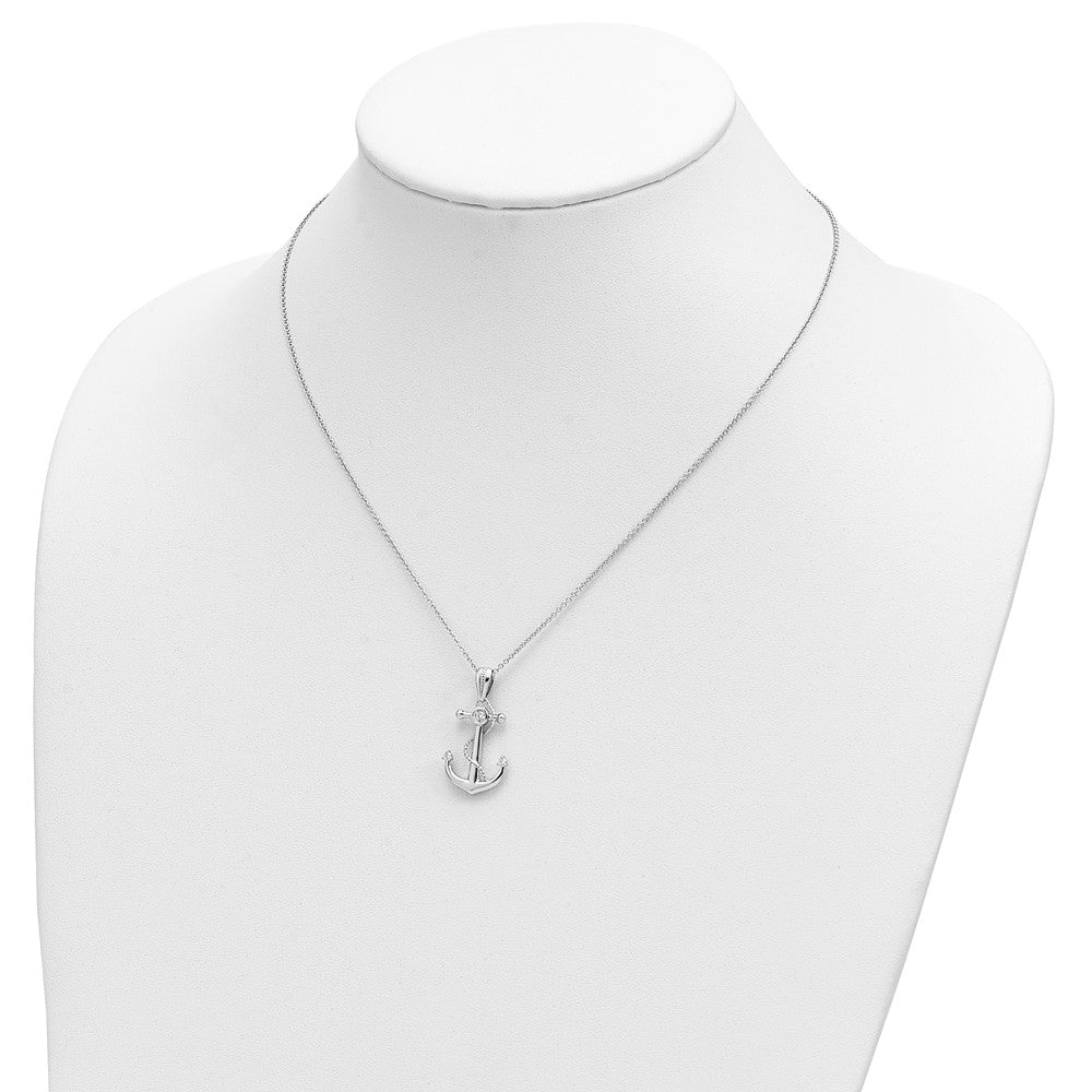 Sentimental Expressions Sterling Silver Rhodium-plated CZ My Mother My Anchor 18in Necklace 18 Inches