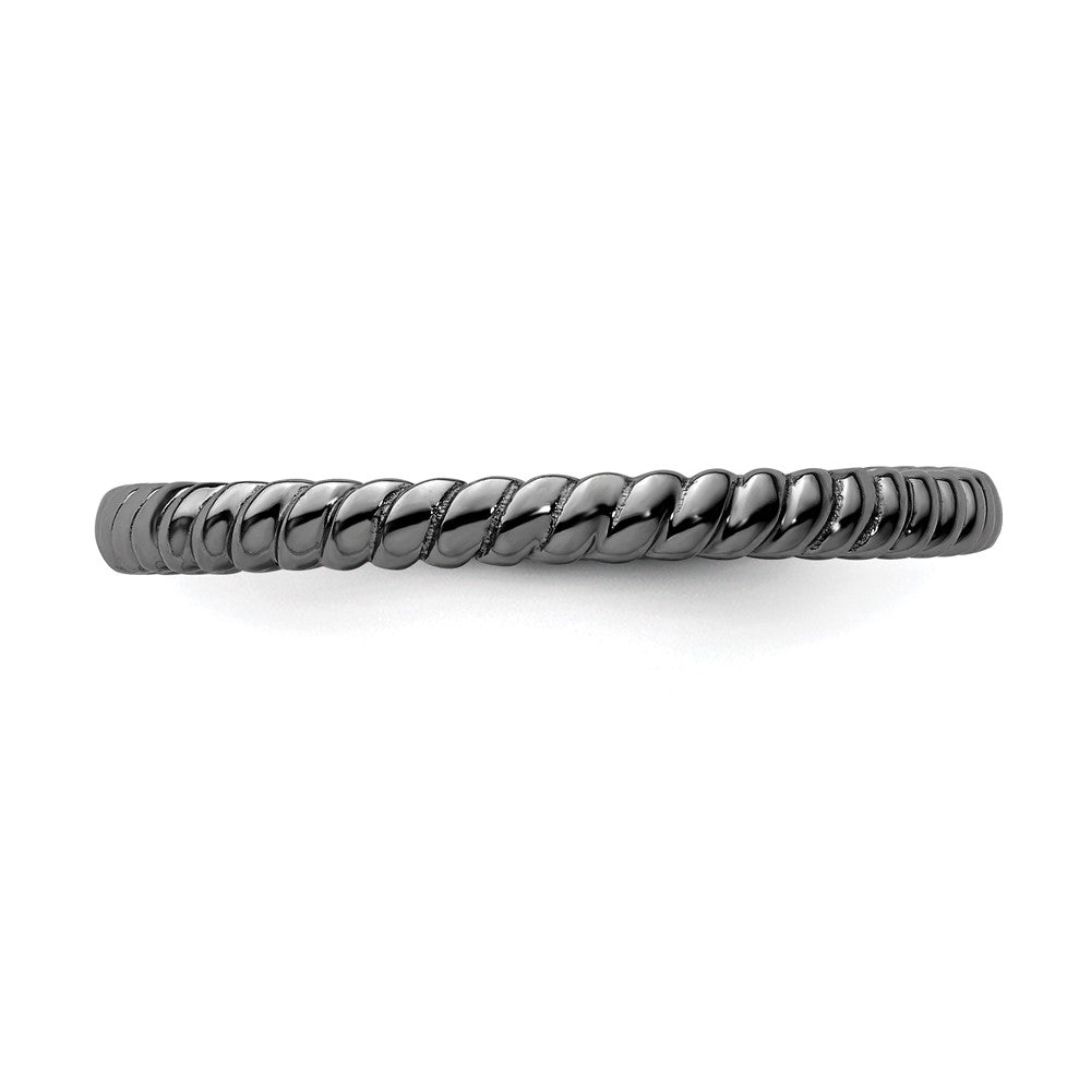 Sterling Silver Stackable Expressions Black-plated Twisted Ring Size -6