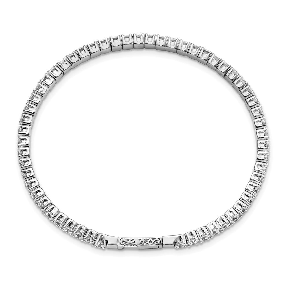 Sterling Shimmer Sterling Silver Rhodium-plated 51 Stone CZ Flexible Bangle Bracelet 7 inches