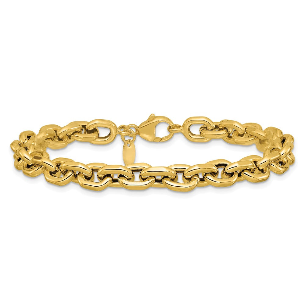 14K Polished 7.0mm Flat Edge Cable Link Bracelet 7.5  inches