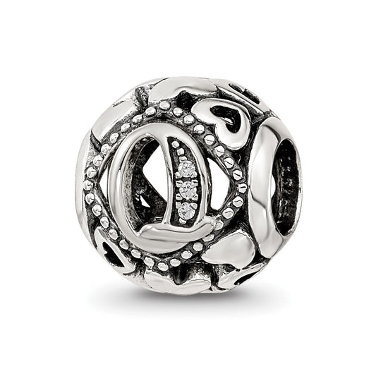 Sterling Silver Reflections CZ Letter Q Bead