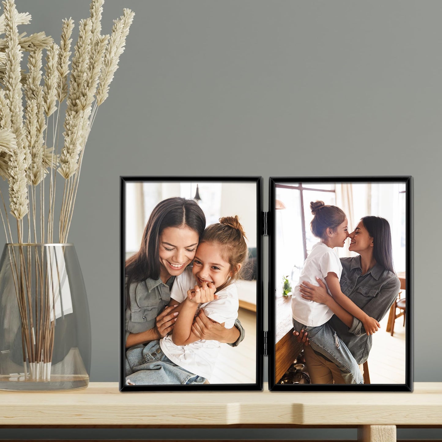 4x6 Hinged Double Simply Black Picture Frame