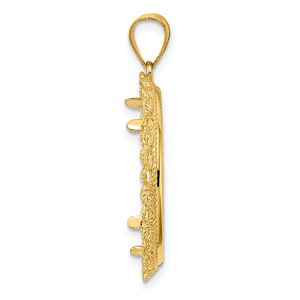14k Diamond Cut Double Rope with 22.0mm Prong Coin Bezel Pendant
