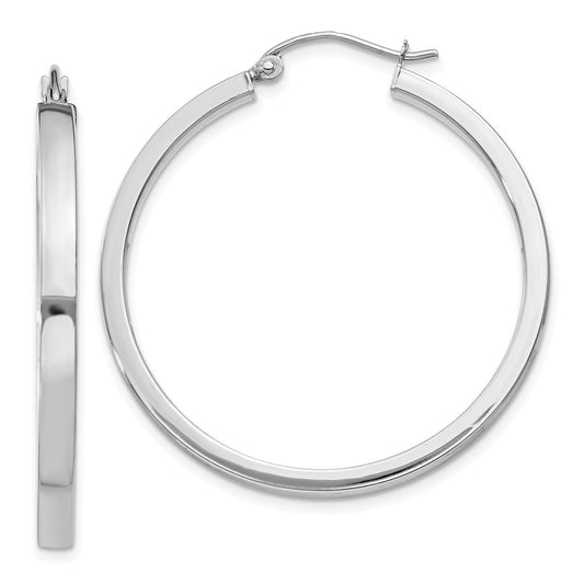 10k White Gold 2x3mm Rectangle Tube Hoop