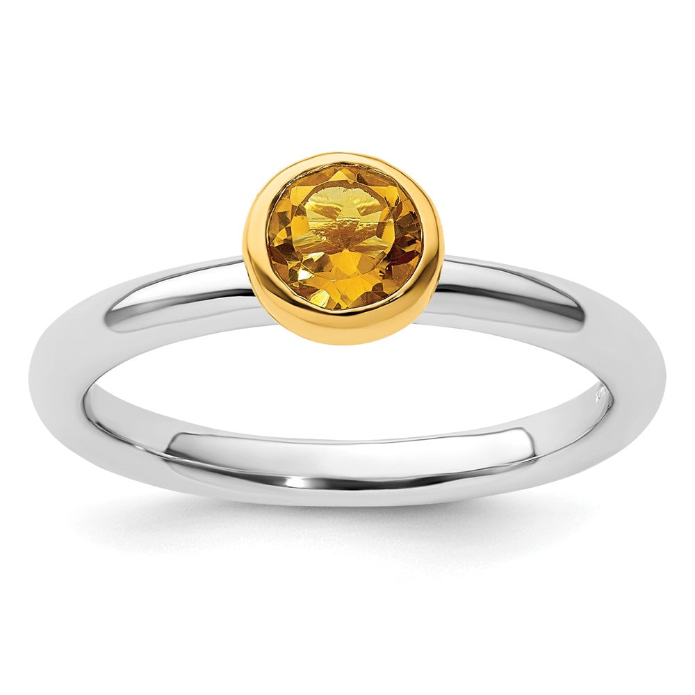Sterling Silver Stackable Expressions w/Gold-plate Citrine Ring Size -10