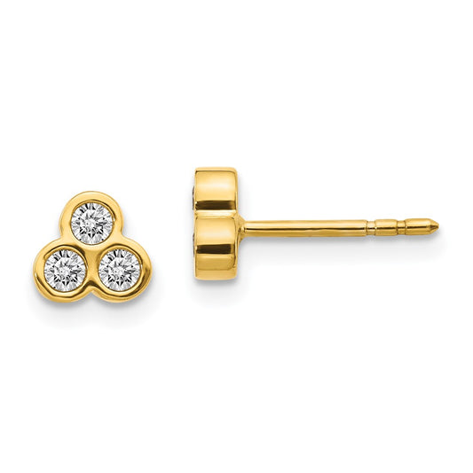 14k 3-stone Diamond Earrings