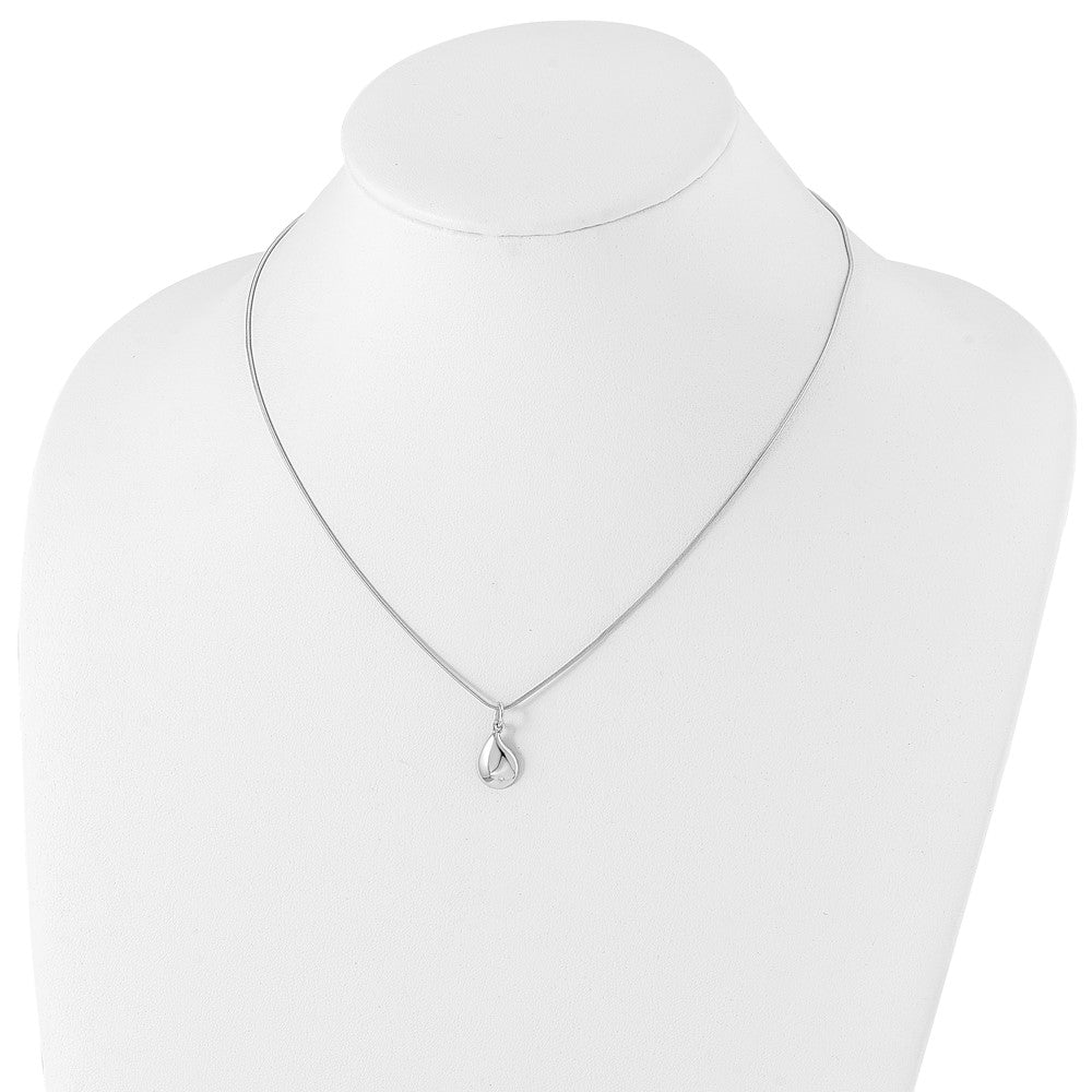 White Ice Sterling Silver Rhodium-plated 18 Inch Diamond Teardrop Necklace with 2 Inch Extender 18 Inches