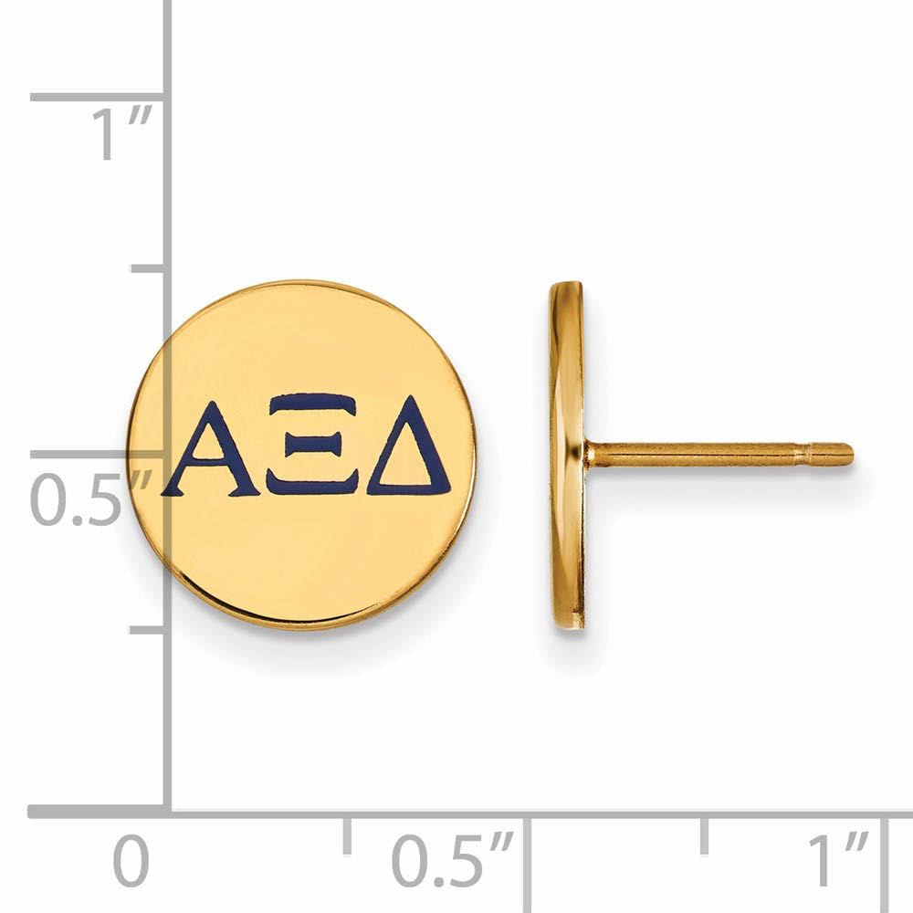 Sterling Silver w/ 14K Yellow Gold-Plated Official Licensed Greek Sororities Alpha Xi Delta (???) Enameled Post Earrings