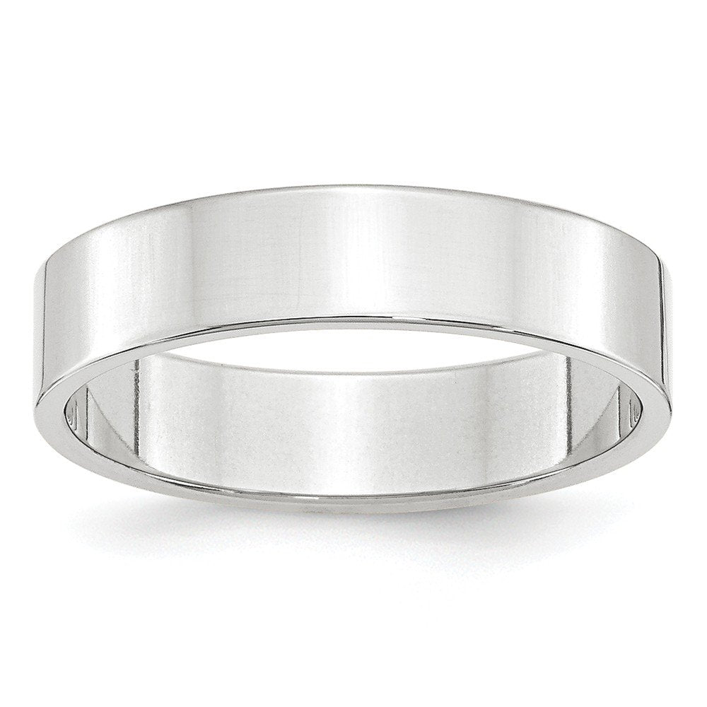 10k White Gold 5mm Lightweight Flat Wedding Band Size 4