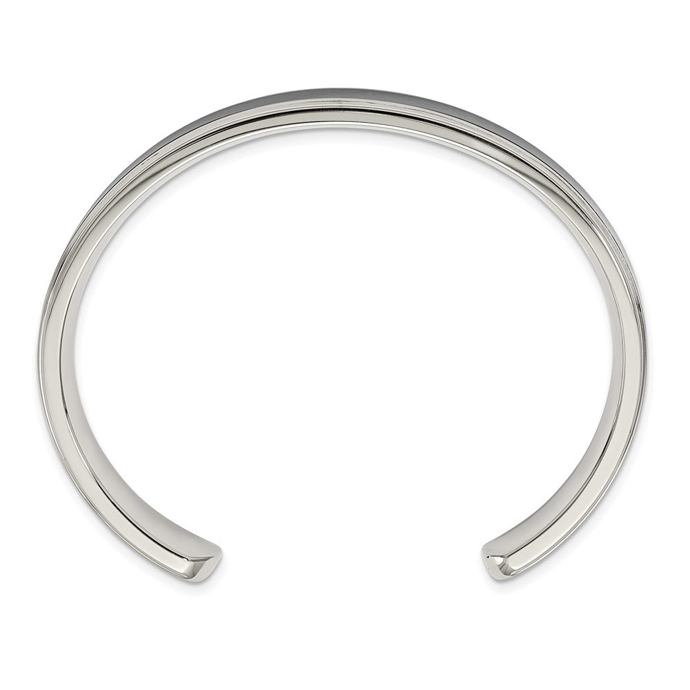 Stainless Steel Polished Black Carbon Fiber Inlay Bangle 7.25 inches