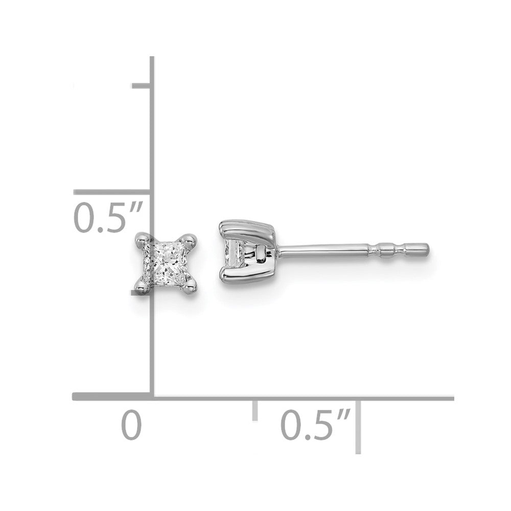 14k White Gold 1/4 ctw Lab Grown Diamond VS+ F+ Princess 4 Prong Heavy Wt. Stud Earrings