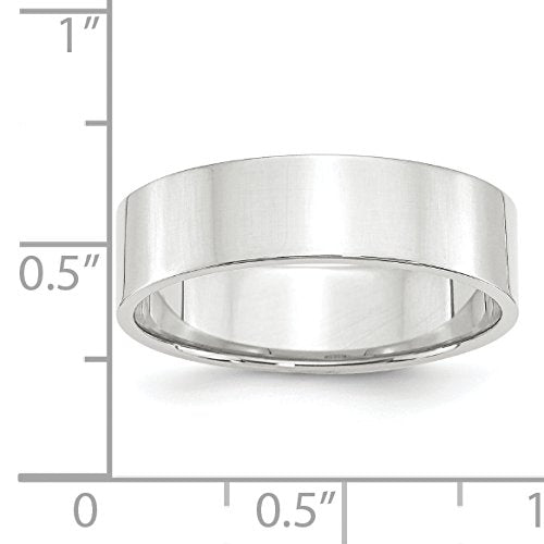 10k White Gold 6mm Lightweight Flat Wedding Band Size 8