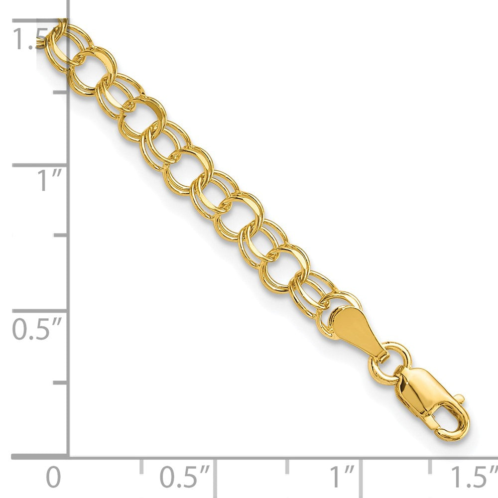 10KY Solid Double Link Charm Bracelet