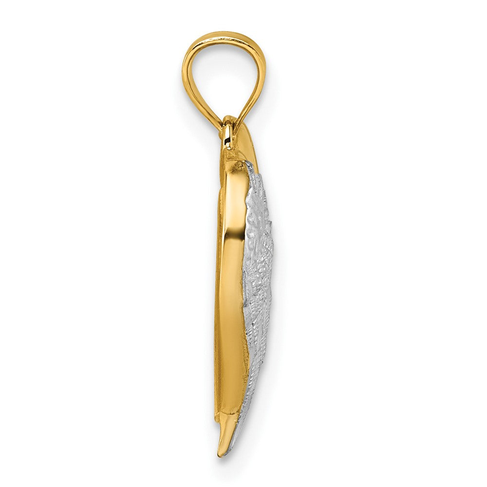 14k and Rhodium Diamond-cut Heart With Wing WATCH OVER ME Pendant
