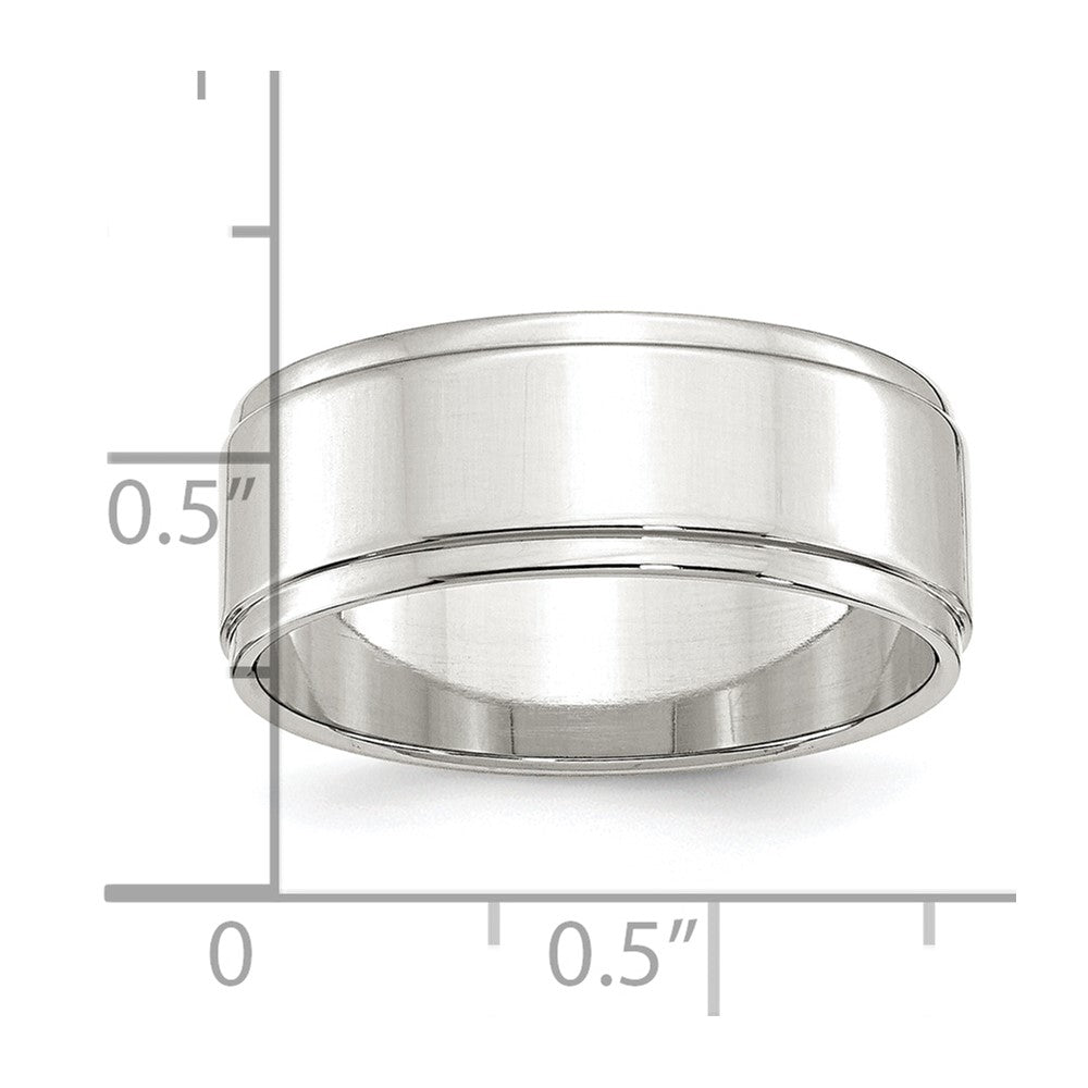 Sterling Silver 8mm Flat with Step Edge Size 10.5 Band