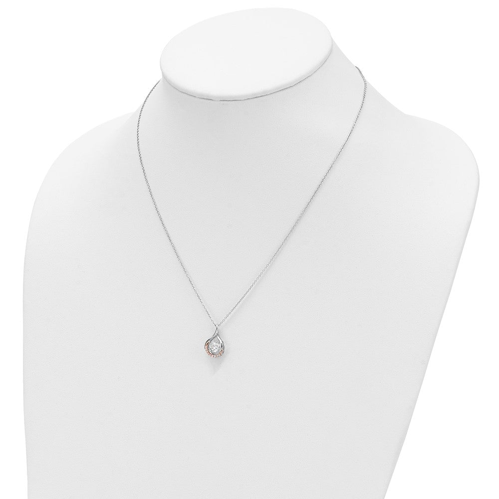 Sentimental Expressions Sterling Silver Rose-tone SS and Rose-Tone Vibrant CZ Warm Embrace 18in Necklace 18 Inches