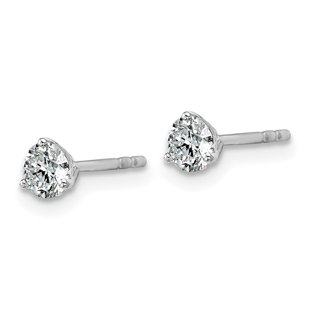14k White Gold 1/2 ctw Lab Grown Diamond VS/SI+ G+ Round 3 Prong Heavy Wt. Stud Earrings